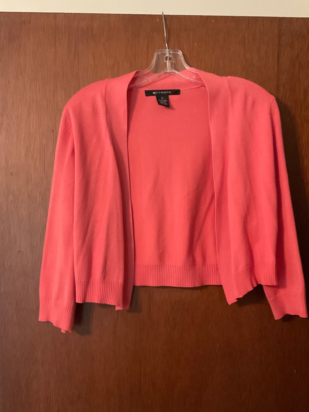 Ann Taylor Coral-Orange Open Front Cropped Cardigan
